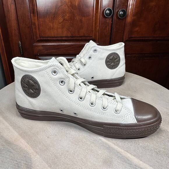 Converse CTAS Pro Mid Egret Brown Leather Shoes Mens 8.5 Womens 10.5 A09234C NEW - Picture 1 of 13
